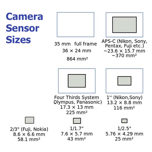 camera sensor size chart