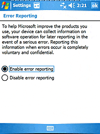 Error reporting applet