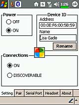 Bluetooth manager screen
