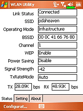 WLAN manager screen