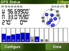 GPS status screen